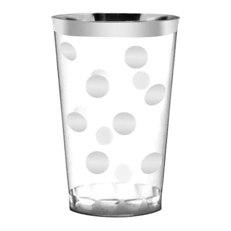 Smarty Had A Party 12 oz Clear with Silver Dots Round Disposable Plastic Tumblers 240 Cups, 240PK 518-S-CASE